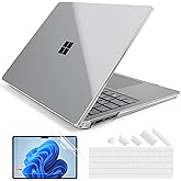 Batianda Premium Crystal Case for Microsoft Surface Laptop 13.8-inch Touchscreen 2024 (7th Edition) Lightweight Durable Scratch-Resistant Easy Install, with Keyboard Cover & Screen Protector, Clear
