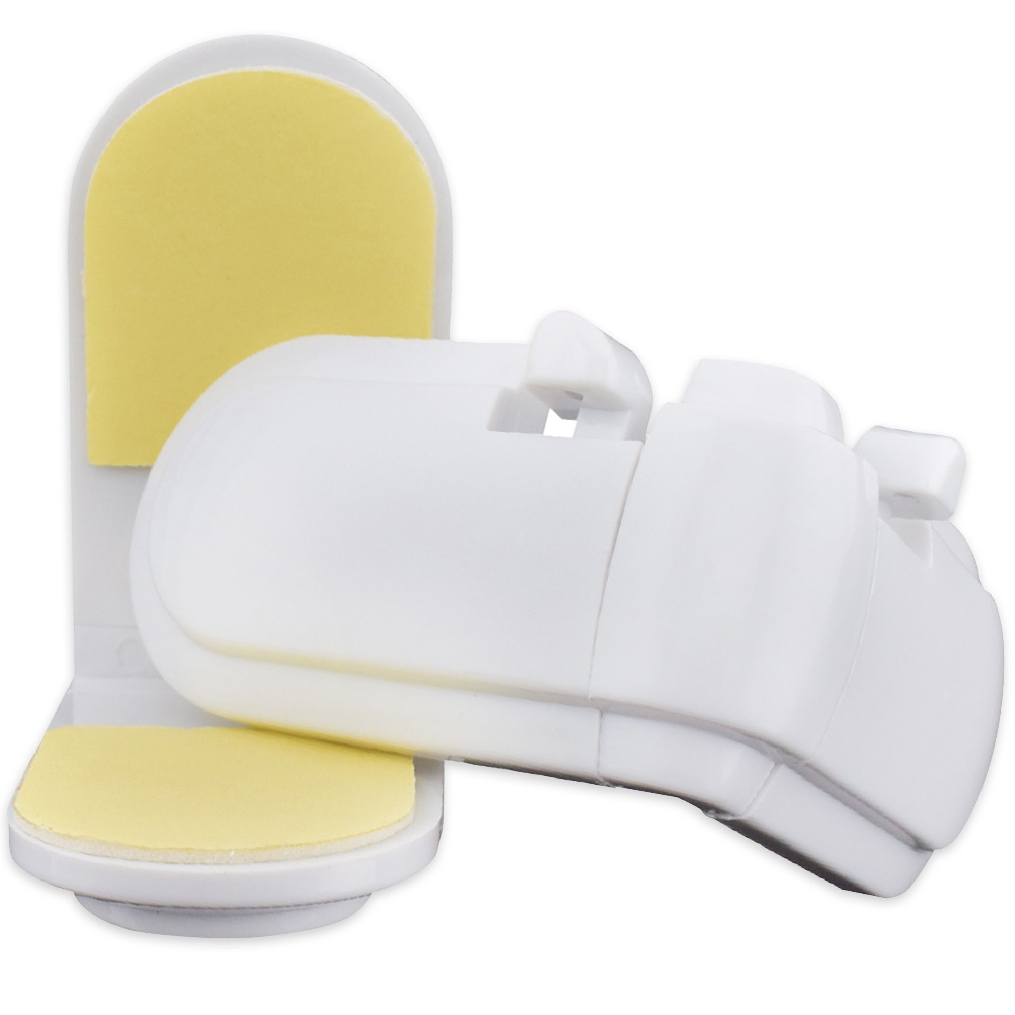 2 x NEVEQ Child locks for baby safety care and kids proofing. No tools needed - easy application to kitchen drawer, cabinet door, wardrobe and cupboard. (L – Shaped, rectangular)