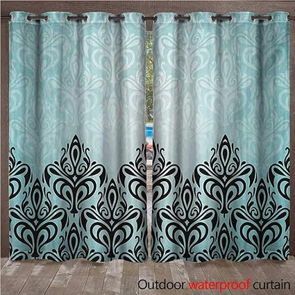 Amazon Com Damask Porch Curtains Modern Damask Motif With