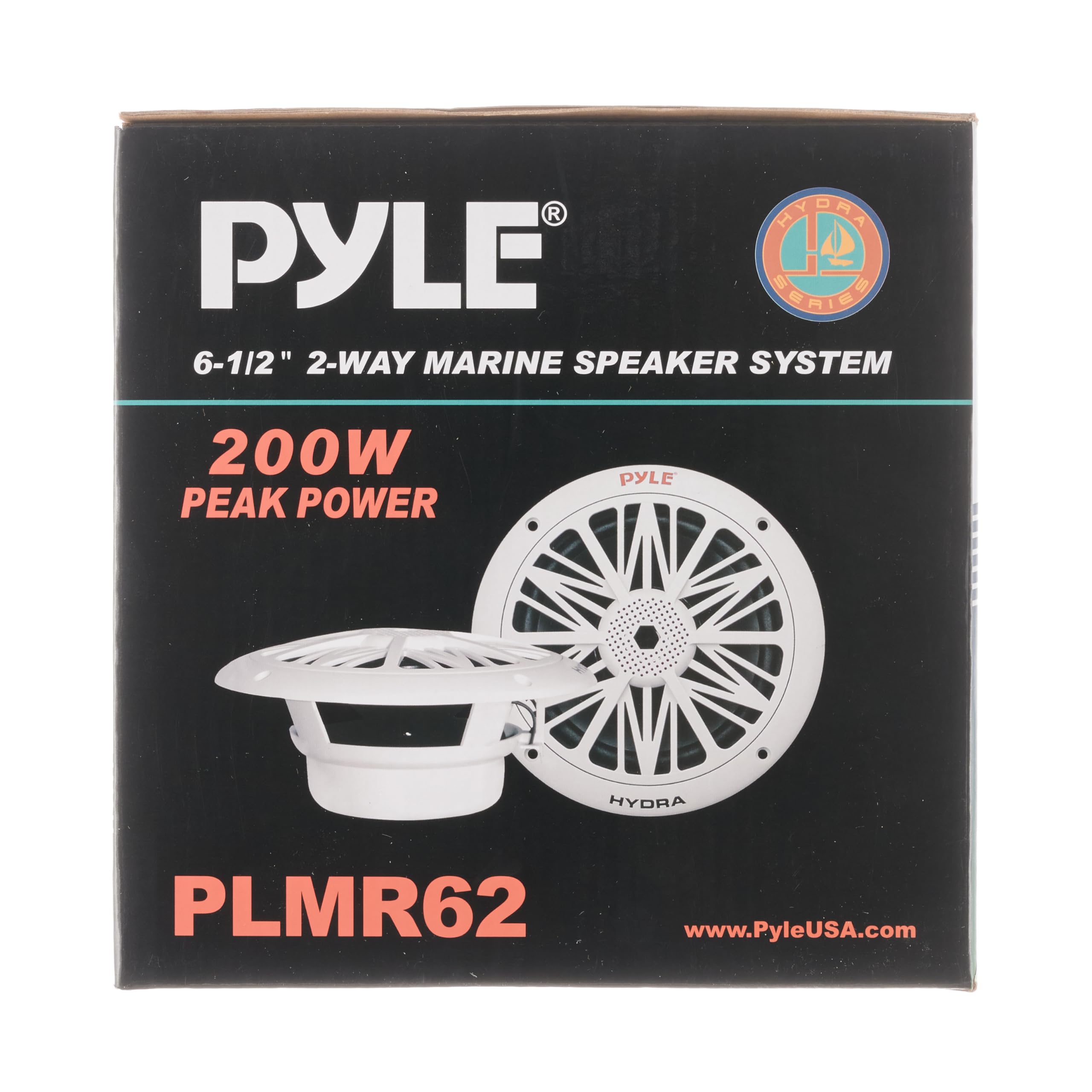 Pyle 6.5 Inch Dual Marine Speakers - 2 Way Waterproof and Weather Resistant Outdoor Audio Stereo Sound System with 200 Watt Power, Poly Carbon Cone and Butyl Rubber Surround - 1 Pair (White)