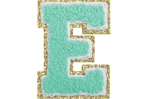 LYVUR Letter Patches Iron on 3Pcs Chenille Letters for Jackets Varsity Letters Patches Letterman Glitter Patches Iron on Letter Blue E