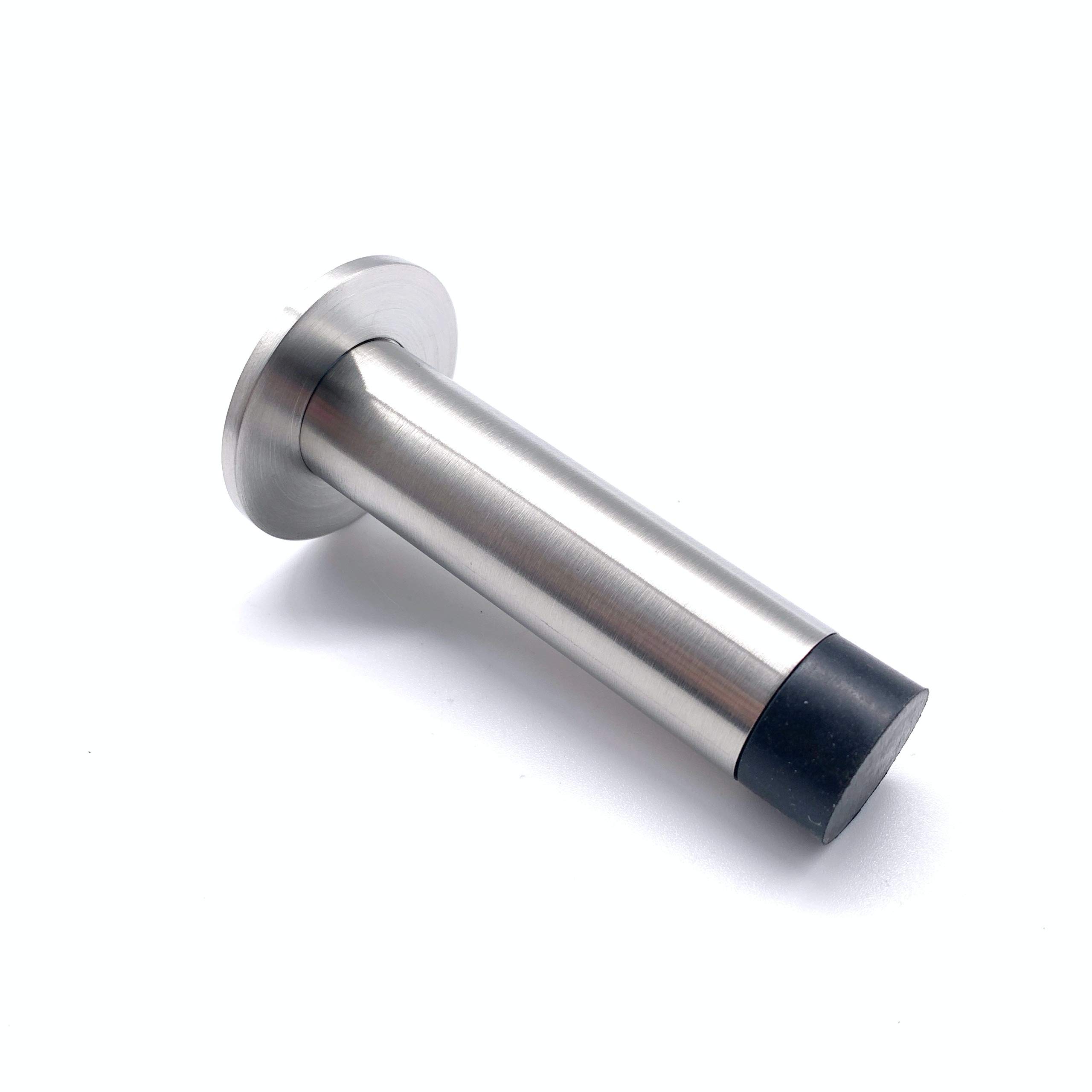 Door Stop | Wall or Skirting Mounted | Satin Stainless Steel | 78mm Projection | Concealed Fixings On Rose (2)
