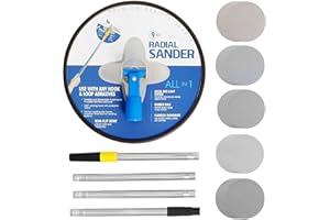 9 inch Drywall Sander Radial Sander，Radial Round Pole Sander with 25 Sanding Discs，Extension Pole + 25pcs Sanding Sheets Five