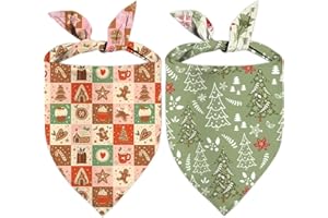 QIRUIMI Christmas Dog Bandanas 2 Pack, Xmas Scarf for Boy and Girl, Premium Durable Fabric, Holiday Bandana for Small Medium Large Dogs