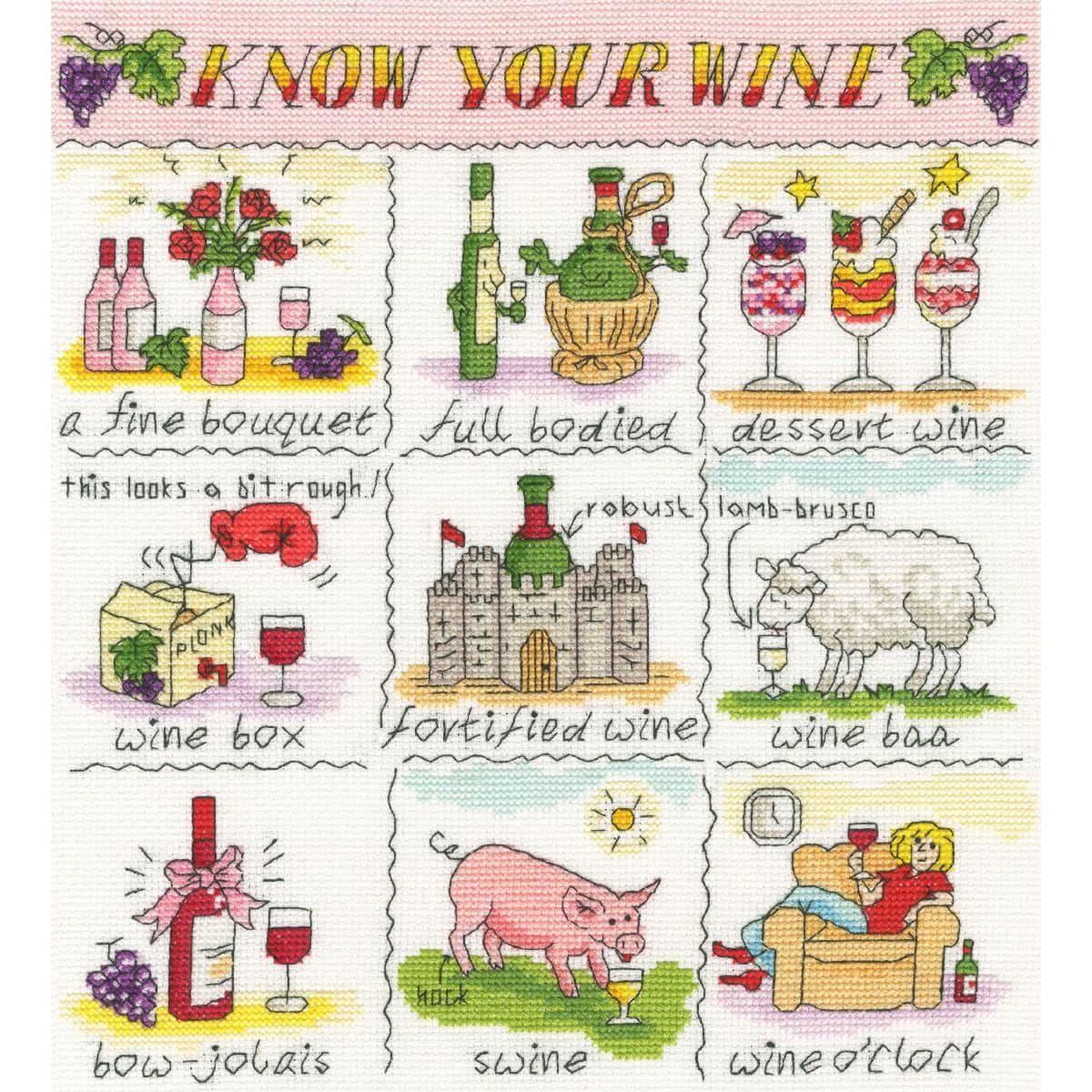 Bothy Threads Cross Stitch Kit - Know Your Wine