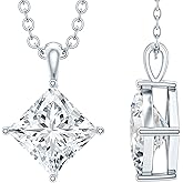 Rosec Jewels Certified 3 Carat CZ Diamond Necklace With Silver Chain, Aaaaa Quality, Cubic Zirconia Solitaire Necklace (Ideal For Gift)