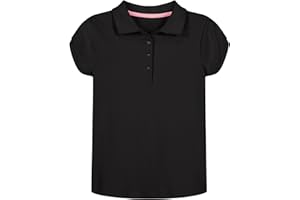 Nautica Girls' School Uniform Short Sleeve Polo Shirt, Button Closure, Soft Pique Fabric