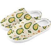 AMmao Women's Men's Slippers Avocado Leaf Fuzzy Slipper Slip On Plush Winter Bedroom House Shoes for Outdoor Travel 38-39