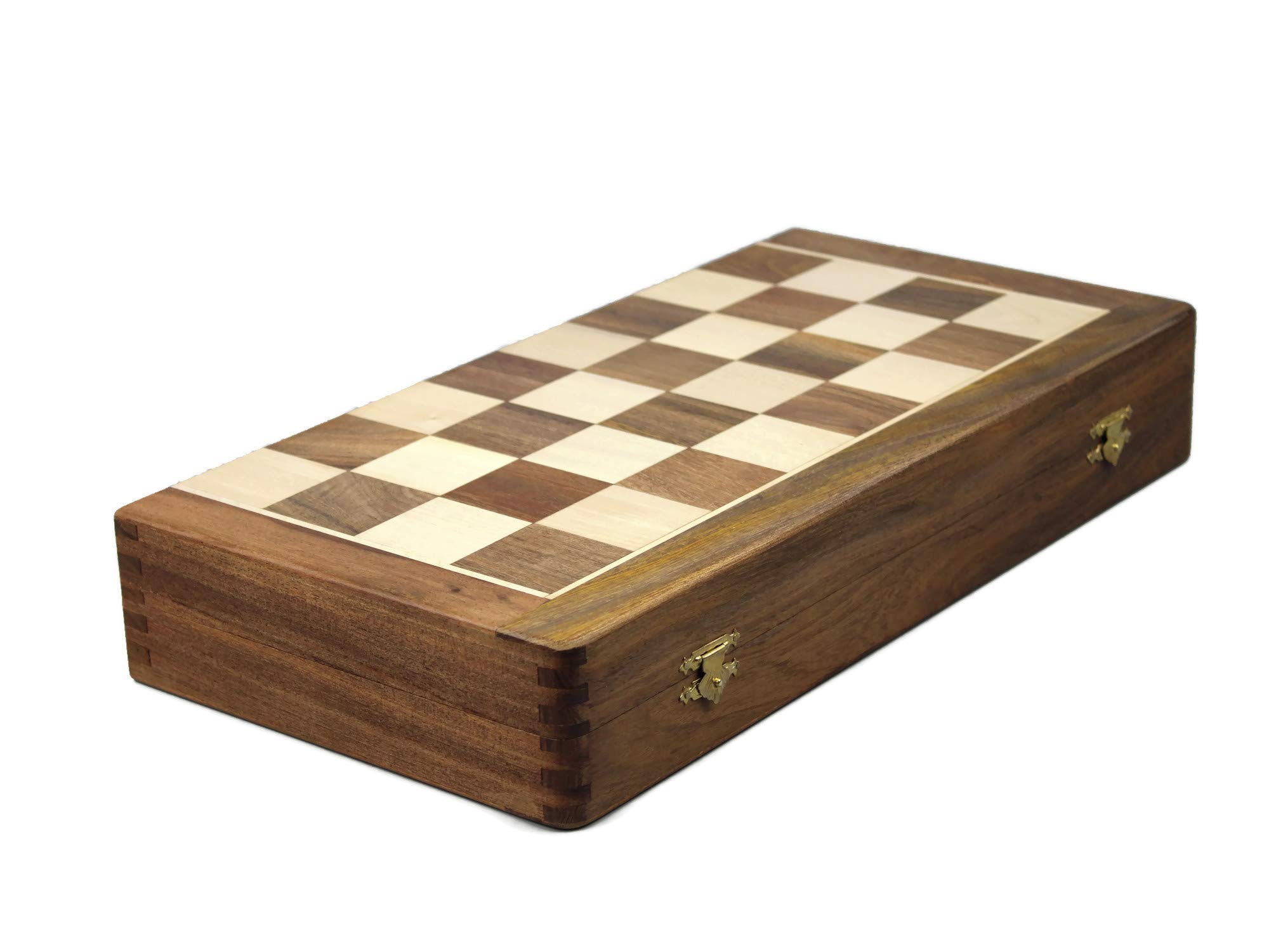 CHESS SET FOR ADULT HANDMADE INLAID SOLID SHEESHAM WOOD FOLDABLE BOARD GAME 16"
