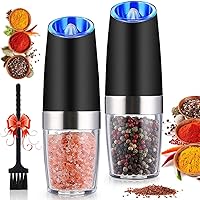 Automatic Salt Pepper Grinder,Gravity Electric Pepper Mill Set(2pc/Pack),Adjustable Coarseness Salt And Pepper Grinder…