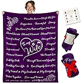 Valentines Day Gifts for her - Soft Purple Blanket with Meaningful Words, Sentimental Gifts for Wife, Cozy Fleece Throw for Wife's Birthday or Special Occasions