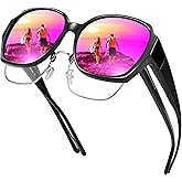 URUMQI Polarized Sunglasses Fit Over Glasses for Women, UV400 Protection Square Shades Extra Large Sun Glasses