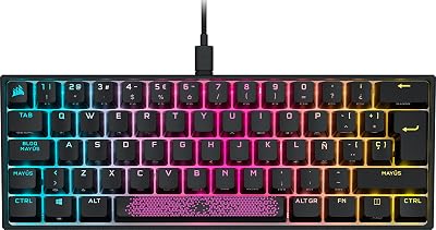 K65 RGB MINI Teclado Mecânico de Gaming 60% Ligado - Switches CHERRY MX RED - Teclados PBT Double-Shot - Compatível com iCUE - QWERTY ES - PC, Mac, Xbox - Preto