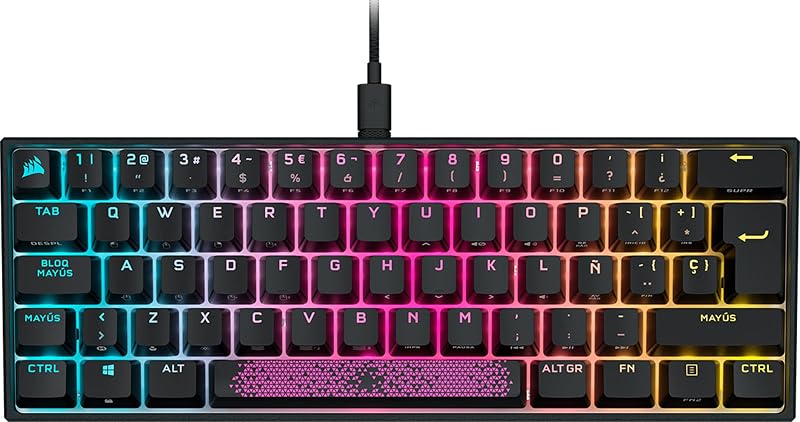 K65 RGB MINI Teclado Mecânico de Gaming 60% Ligado - Switches CHERRY MX RED - Teclados PBT Double-Shot - Compatível com iCUE - QWERTY ES - PC, Mac, Xbox - Preto