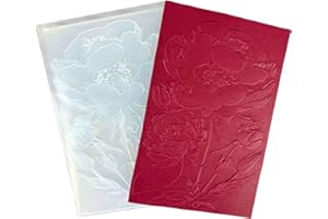 DIYology 3D Peony Flowers Embossing Folders for Card Making, 3 d Flowers Texture Embossing Folder Template for DIY Paper Crafting Scrapbooking Polymer Clay Decoration