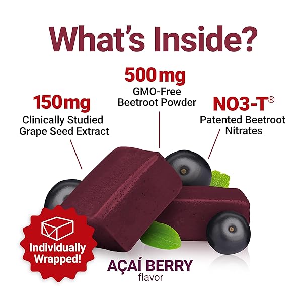 FORCE FACTOR TOTAL BEETS BLOOD PRESSURE SUPPORT SUPPLEMENTS WITH BEET POWDER, GREAT-TASTING BEETS CHEWABLES FOR HEART-HEALTHY ENERGY, AND INCREASED NITRIC OXIDE, 60 CHEWS
