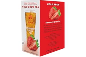 Life Plus Style Gourmet TEA CENTRAL Strawberry Iced Tea with Organic Ceylon Green Tea Natural Refreshing Cold Brew Everyday Wellness Sweet Strawberry Iced Drink 25 Tea Bags