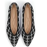 TINGRISE Women's Flats Shoes Pointed Toe Knit Ballet Comfortable Dressy Slip On Flat