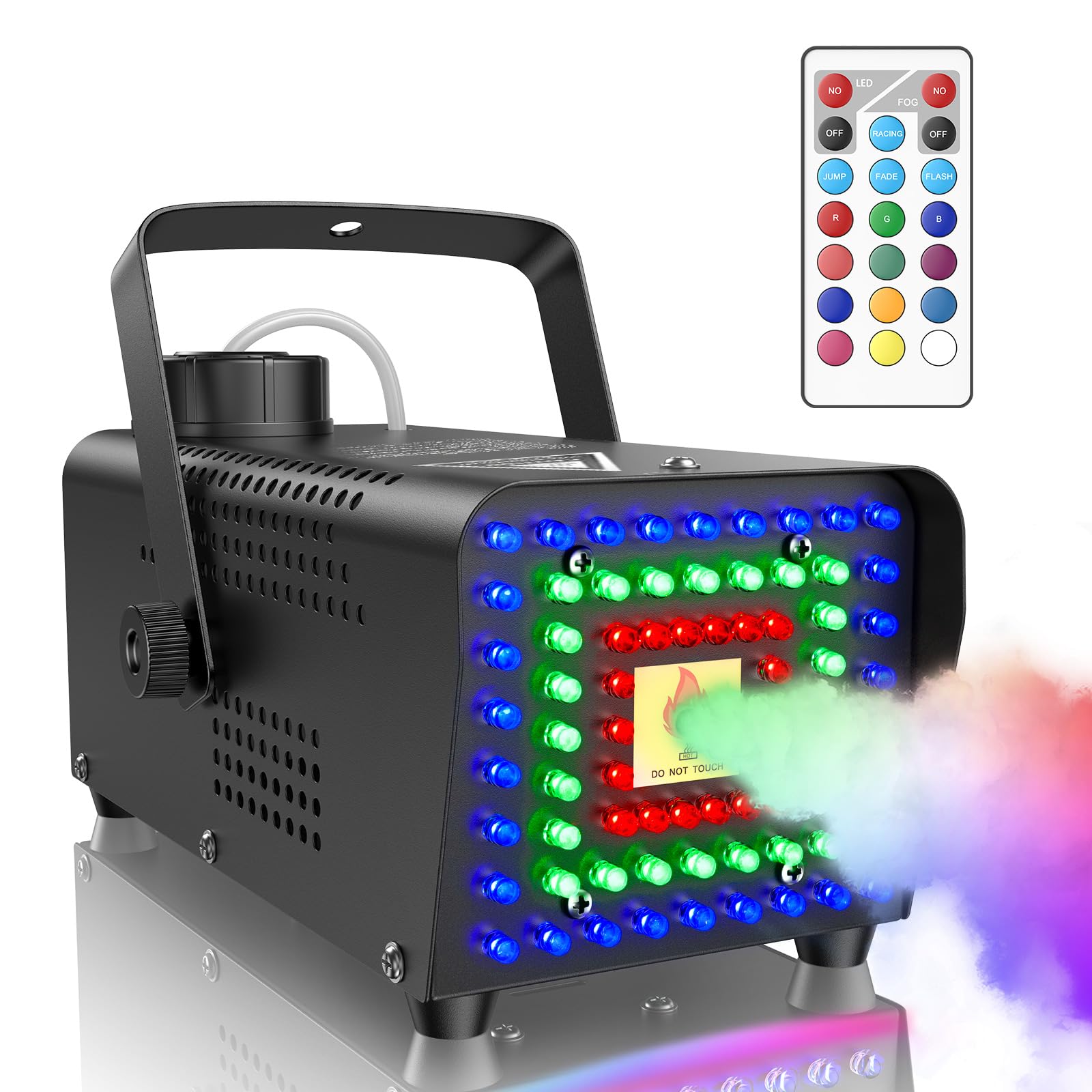 Photo 1 of Fansteck Fog Machine, Smoke Machine with 72 LED Lights Effect, 500W and 2000CFM Fog with Wireless Remote Control, Perfect for Indoor Outdoor Wedding, Halloween, Party and Stage Effect