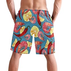visesunny Hawaiian Lemon Shrimp Chili Pattern Men's