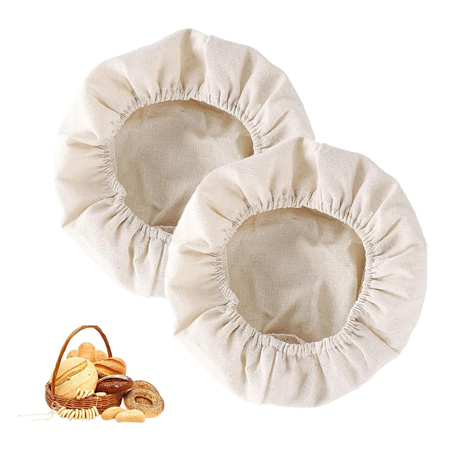 2 Pieces 10 Inch Bread Banneton Proofing Basket Cloth Liner, Natural Cover Rattan Baking Dough Proofing Basket Cloth Liner for Baking Supplies