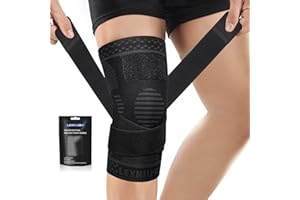 Knee Brace for Knee Pain, Knee Compression Sleeve with Adjustable Strap, Knee Support for Weightlifting, Running, Best Knee S