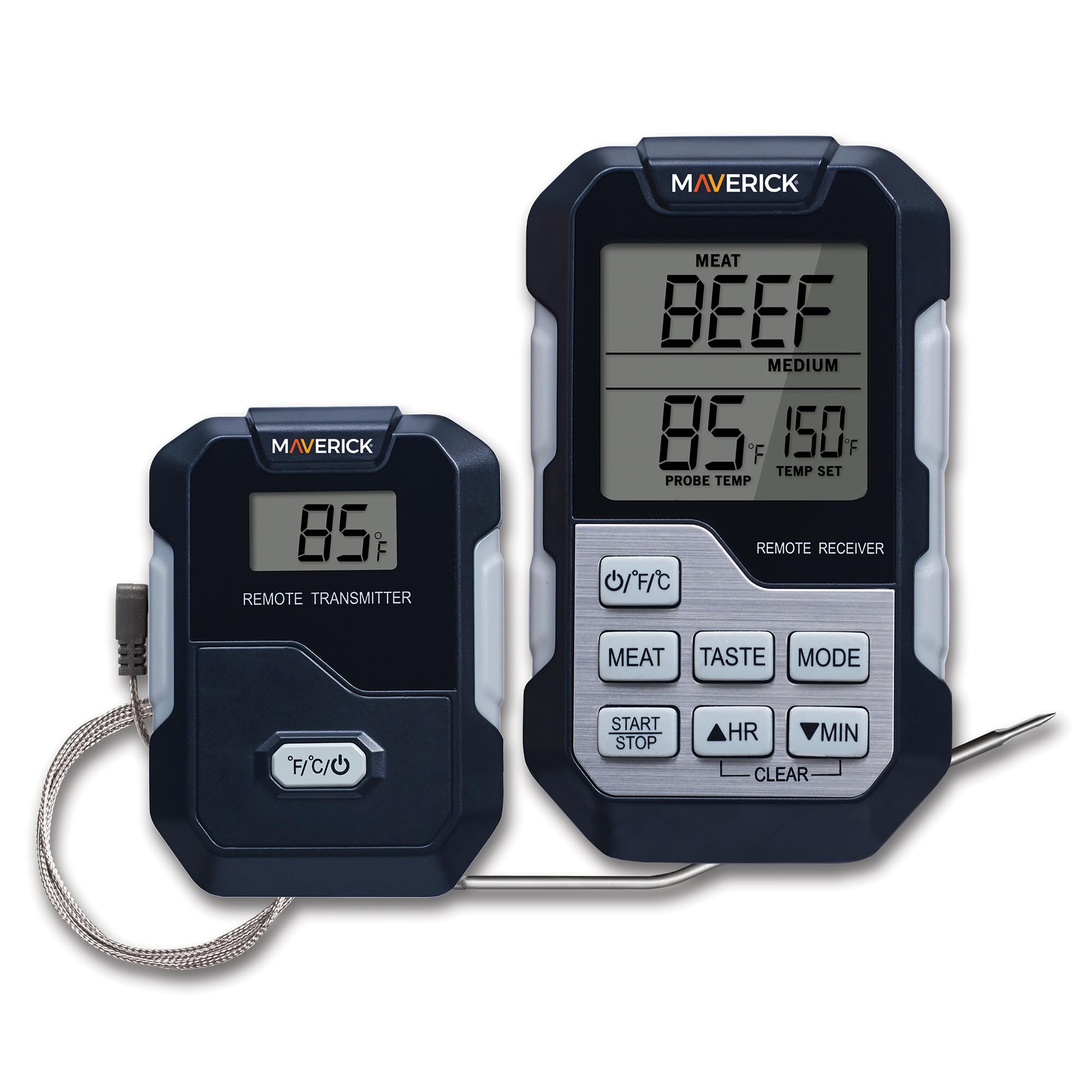 Maverick Long Range Digital Wireless Meat Thermometer, 300 ft Remote Monitoring, Timer, Heat-Resistant Probe (662°F), for Grilling, Smoking, Roasting & Oven Cooking (Dual Probe) (Single Probe)