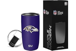 Simple Modern Officially Licensed NFL Baltimore Ravens 16oz Travel Coffee Tumbler with Flip Lid | Stainless Steel Cup | Football Gifts for Men, Women | Voyager Collection | Baltimore Ravens