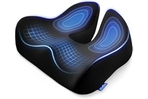 ZIKEE Thickened Seat Cushion, Ergonomic Memory Foam Hemorrhoid Pillow for Hip, Sciatica, Long Sitting Relief, 6.0" Thick Office Chair Cushion with Widened Cutout for Tailbone Pain Relief in Car, Home