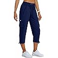 MoFiz Women's Cargo Capris Pants Loose Fit Casual Hiking Pants Lightweight Quick Dry Travel Summer Pants for Women
