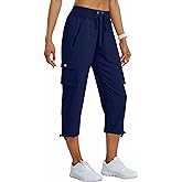 MoFiz Women's Cargo Capris Pants Loose Fit Casual Hiking Pants Lightweight Quick Dry Travel Summer Pants for Women