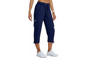 MoFiz Women's Cargo Capris Pants Loose Fit Casual Hiking Pants Lightweight Quick Dry Travel Summer Pants for Women