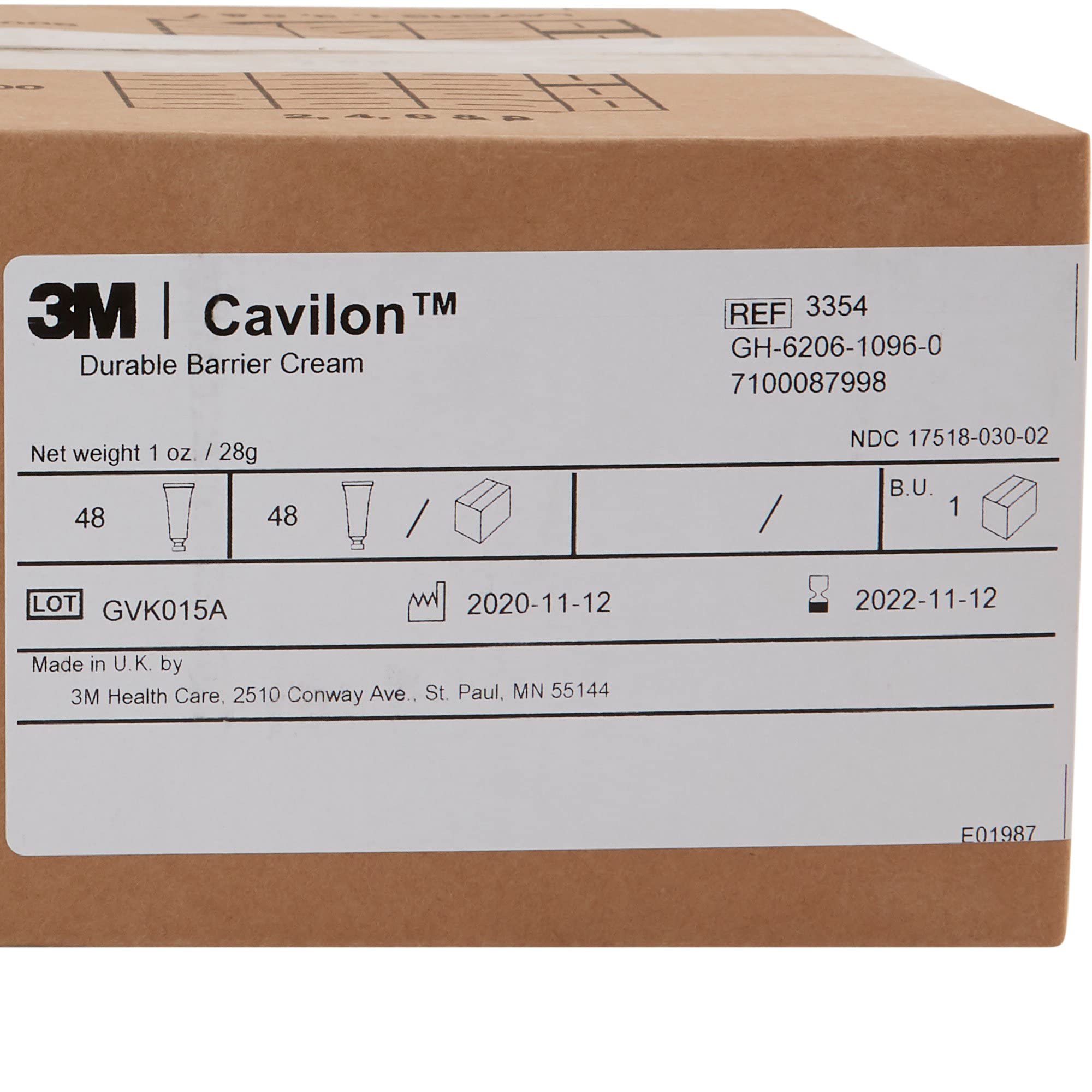 3M Cavilon Unscented Skin Protectant Cream 1 oz. Tube 3354 1 Ct