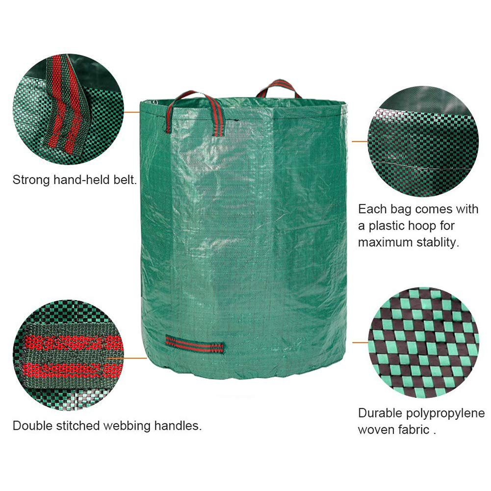 JLMAX Durable 2-Pack 72 Gallons Resusable Garden Bag,Heavy Duty Gardening Bags Durable & Multipurpose Lawn Pool Garden Leaf Waste Bag