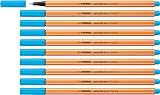 STABILO point 88 Fineliner Neon Blue Pack of 10 0.4mm Metal Tip