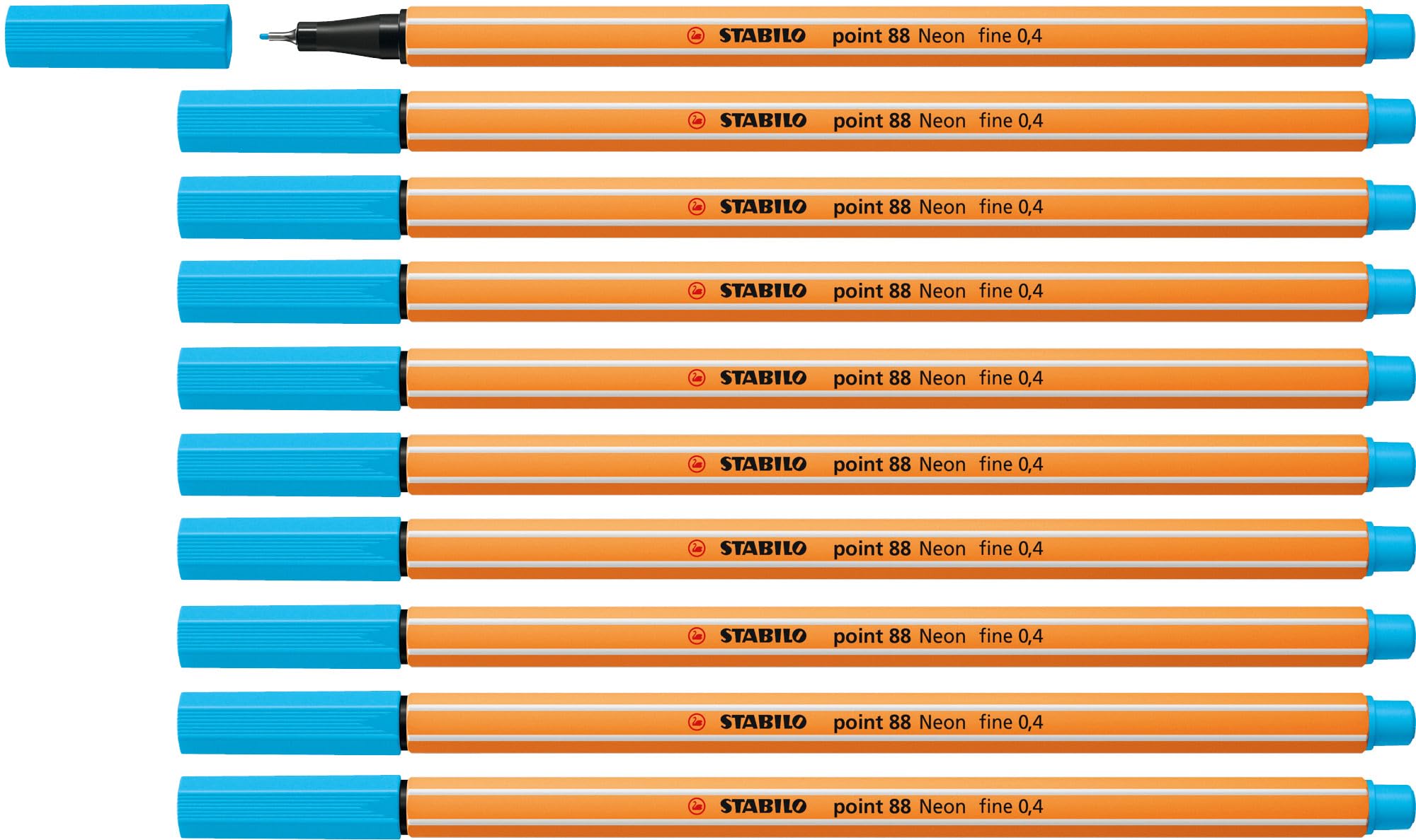 STABILO point 88 - Fineliner - Pack of 10 - Neon Blue