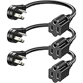 DEWENWILS Flat Plug Extension Cord 1ft, Low Profile Angled Flat Plug, 3 Prong Grounded Wire, SJT 14 AWG Flexible Power Cord, 