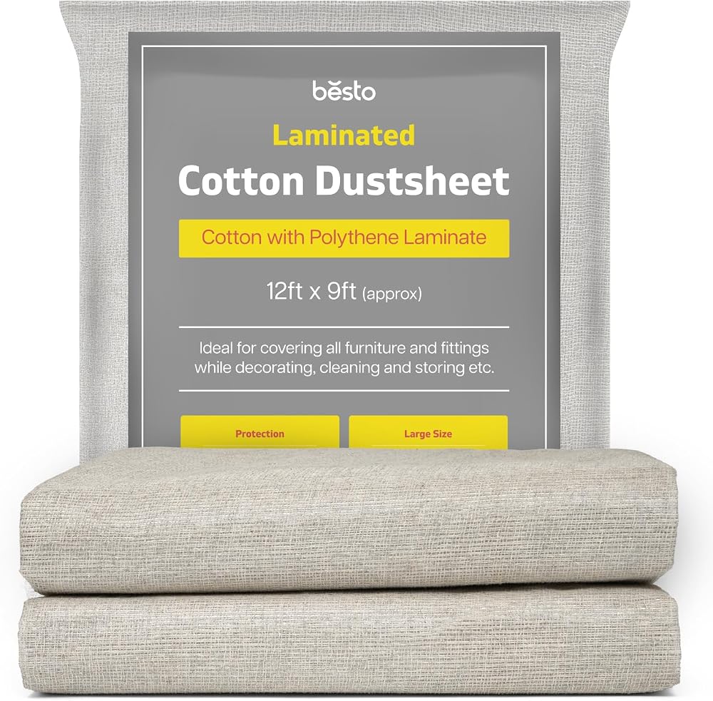Besto Pack of 2 Laminated Cotton Dust Sheets 12ft x 9ft