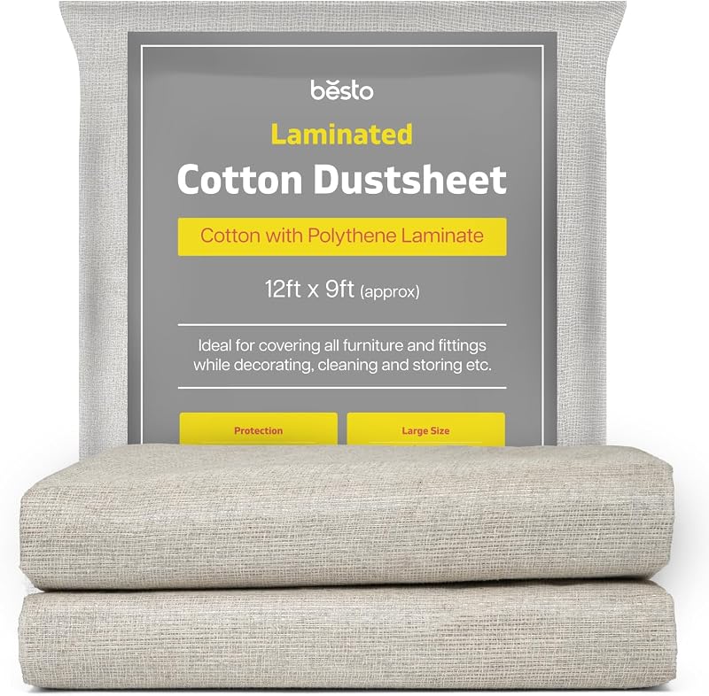 Besto Pack of 2 Laminated Cotton Dust Sheets 12ft x 9ft
