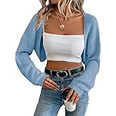 Women's Cardigan Shrugs Long Sleeve Knit Cropped Bolero Shrug Open Front Casual Cardigans for Dresses