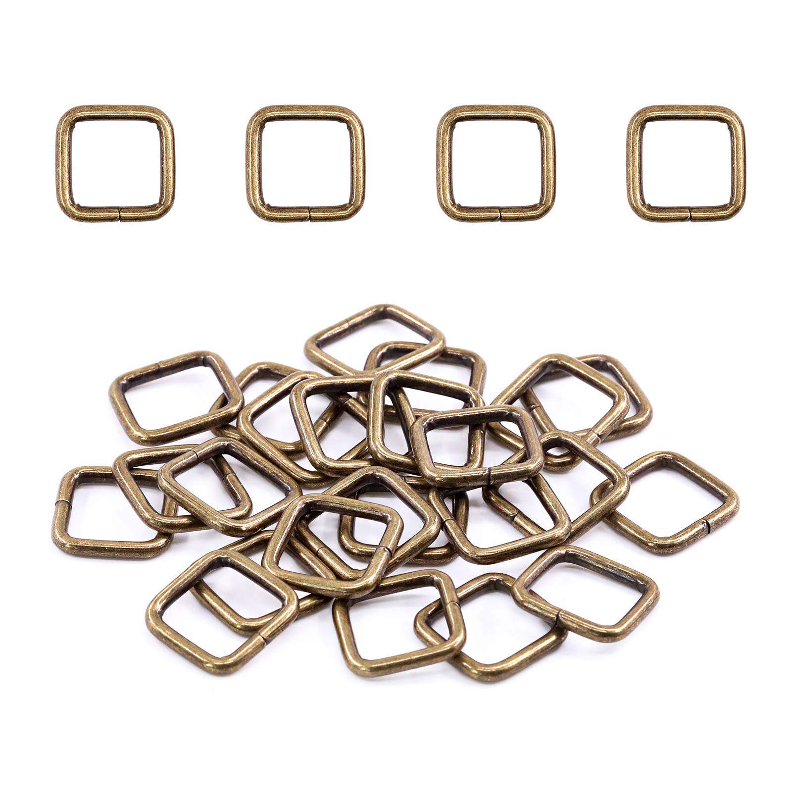 Swpeet 60Pcs 5/4 Inch - 32mm Bronze Metal Rectangle Ring, Webbing Belts Buckle Metal Rings for for Belt Bags DIY Accessories Keychains Belts and Dog Leash (Bronze, 5/4 Inch)