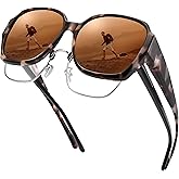 URUMQI Polarized Sunglasses Fit Over Glasses for Women, UV400 Protection Square Shades Extra Large Sun Glasses