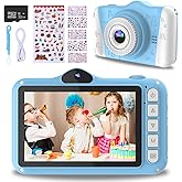 Kids Camera, 12MP Children's Camera for Boys and Girls, 1080P Rechargeable No Games Camera for Kids 3-12 Years Old with 32GB TF Card, USB Charging 8X Zoom.