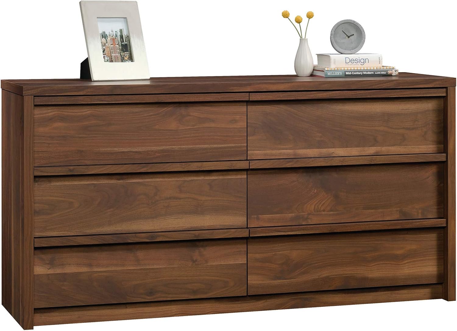 Sauder Harvey Park Dresser, L: 60.71" x W: 17.48" x H: 31.06", Grand Walnut Finish: Furniture & Decor