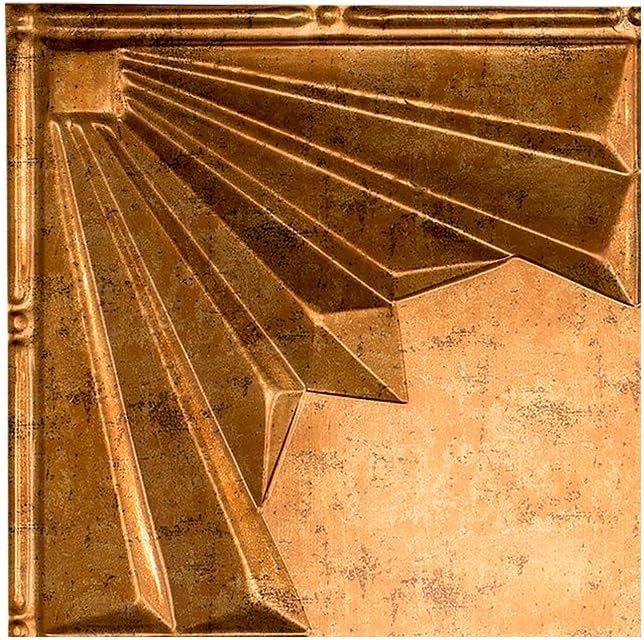 Fasade Easy Installation Art Deco Muted Gold Glue Up Ceiling Tile