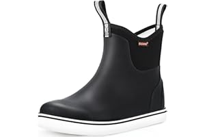 Showave Men's Deck Boots Waterproof Ankle Rubber Rain Boots for Boating Sailing Fishing