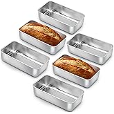 E-far 6 Pack Stainless Steel Loaf Pans, 9x5 Inch Bread Bread Pans, Metal Bakeware for Baking Bread Cake Meatloaf Brownies, Healthy & Non Toxic, Easy Release & Dishwasher Safe