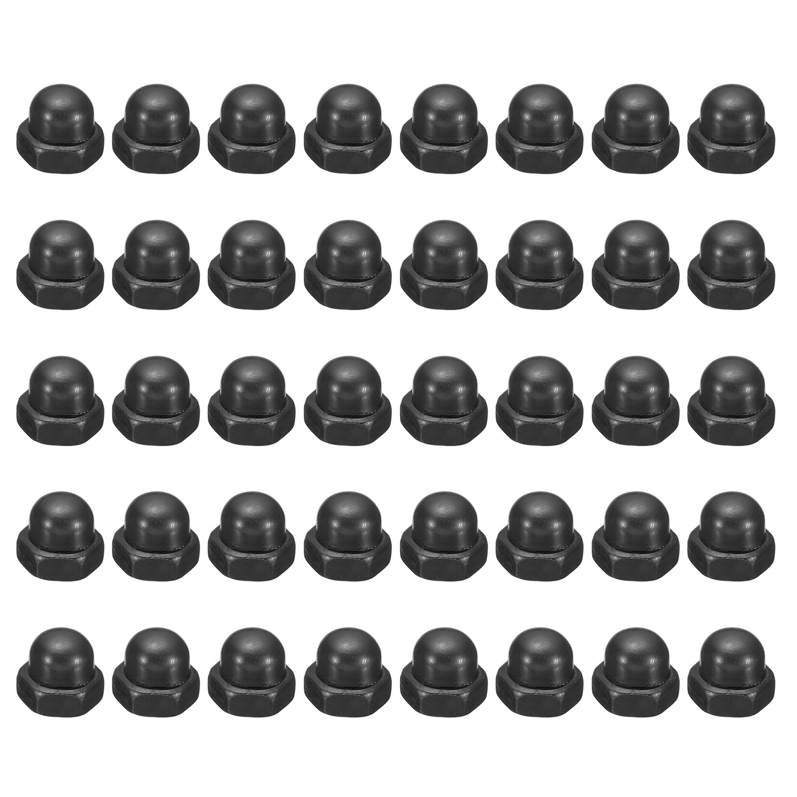 PATIKIL M5x0.8 Acorn Hex Bolt Covers, 80 Pcs Dome Head Carbon Steel Hexagon Decorative Cap Nuts for Home Repair, Industrial Equipment Fasteners, Black