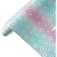XHT 11.8"x54" Holographic Printed PU Faux Leather Shiny Heart Pattern Leather Fabric for Bows Earrings Craft