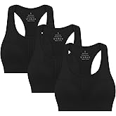 3-Pack High Impact Racerback Sports Bras for Women - Padded Wirefree Workout Bra for Fitness Gym Yoga